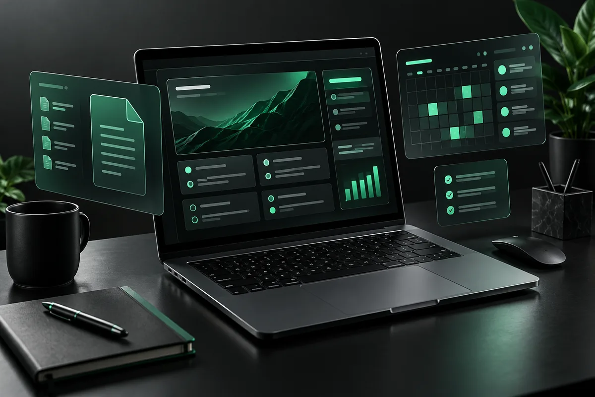 Notebook con documentos y calendario: aplicaciones de IA